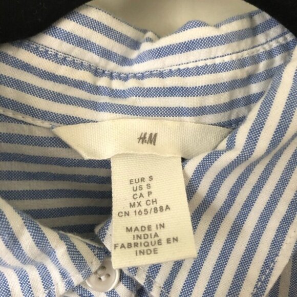 H M Bundle Striped Button-down Oversized Shirt - Picture 8 of 8